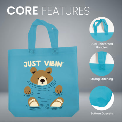 KNB - Kids Blue & Green Reusable Non-Woven Shopping Bag | 120GSM, 15L