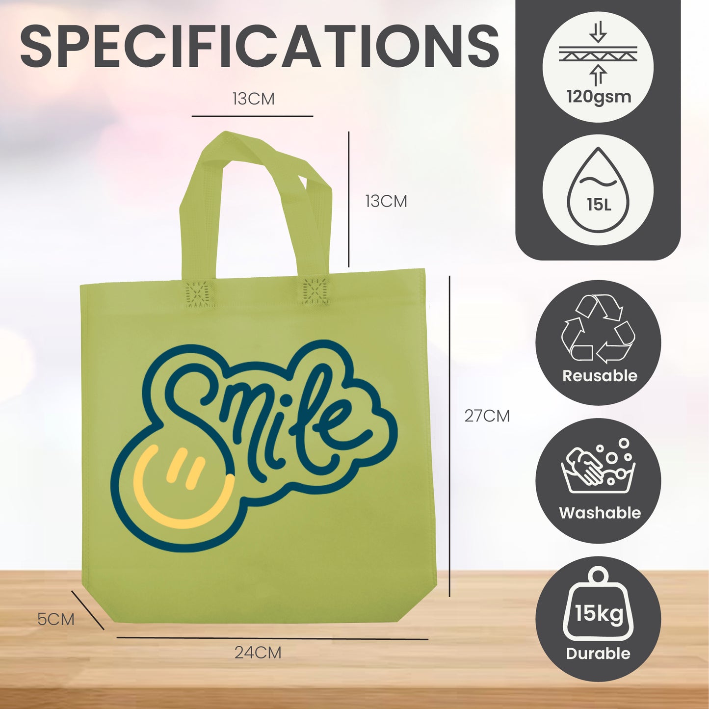 KNB - Kids Blue & Green Reusable Non-Woven Shopping Bag | 120GSM, 15L