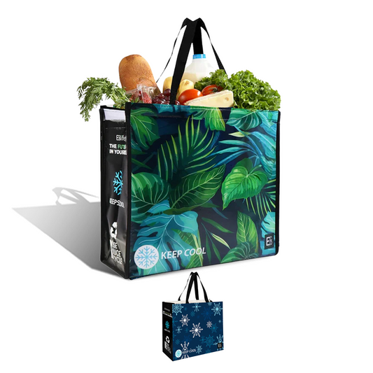 LAMCO1 - Snowflake & Tropical Reusable Laminated Cooler Shopping Bag | 70GSM, 28L