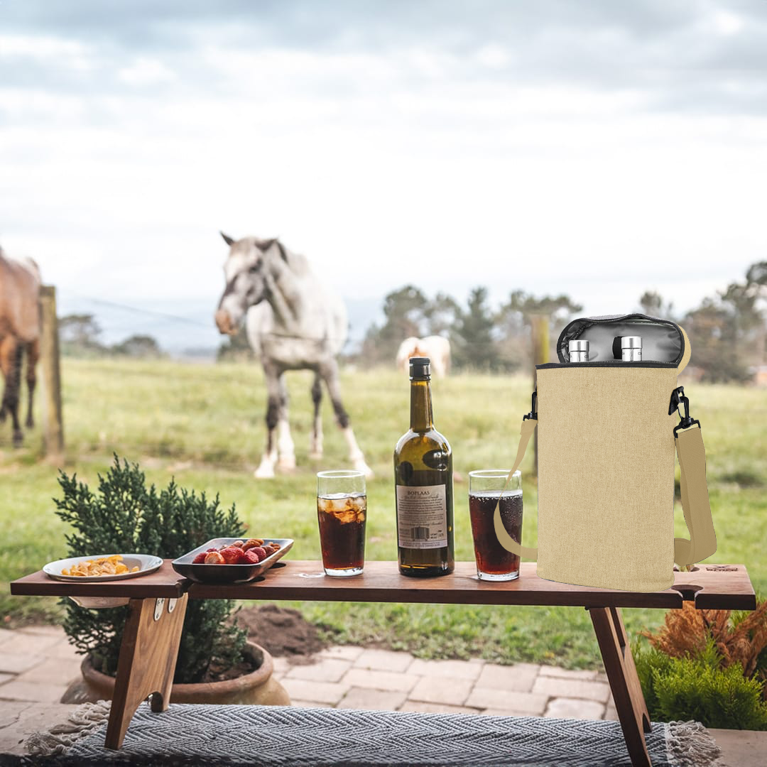 Adjustable Insulated Dual Wine Cooler Carrier | 1.5L, 300D