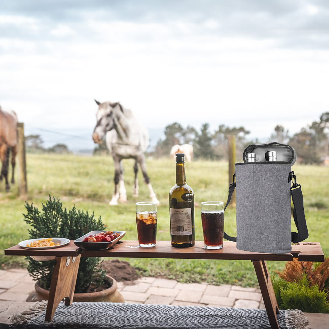 Adjustable Insulated Dual Wine Cooler Carrier | 1.5L, 300D