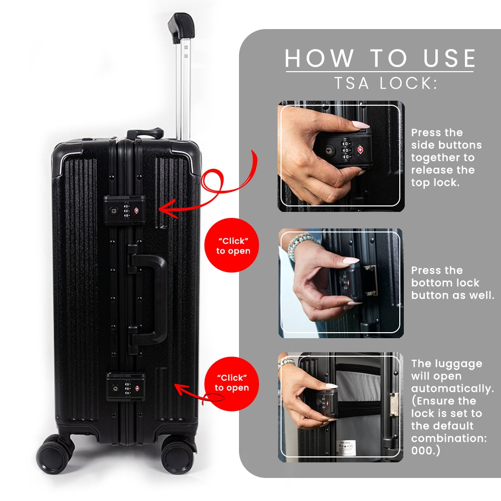 London Premium Zipper less Smart Hardshell Carry-On – Jet Black