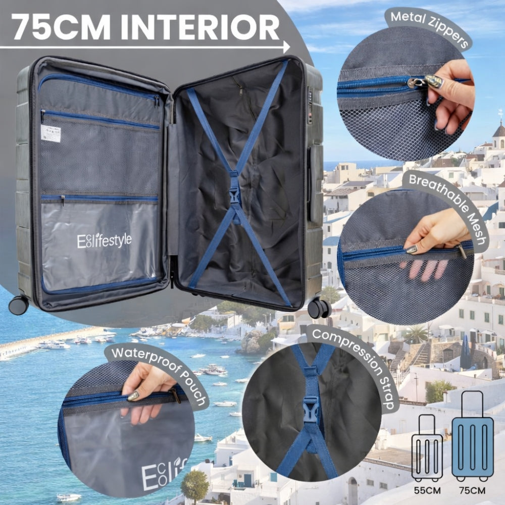 Mykonos Grey Hardshell Luggage Set - Reflective Metallic Design  - 2 Pieces