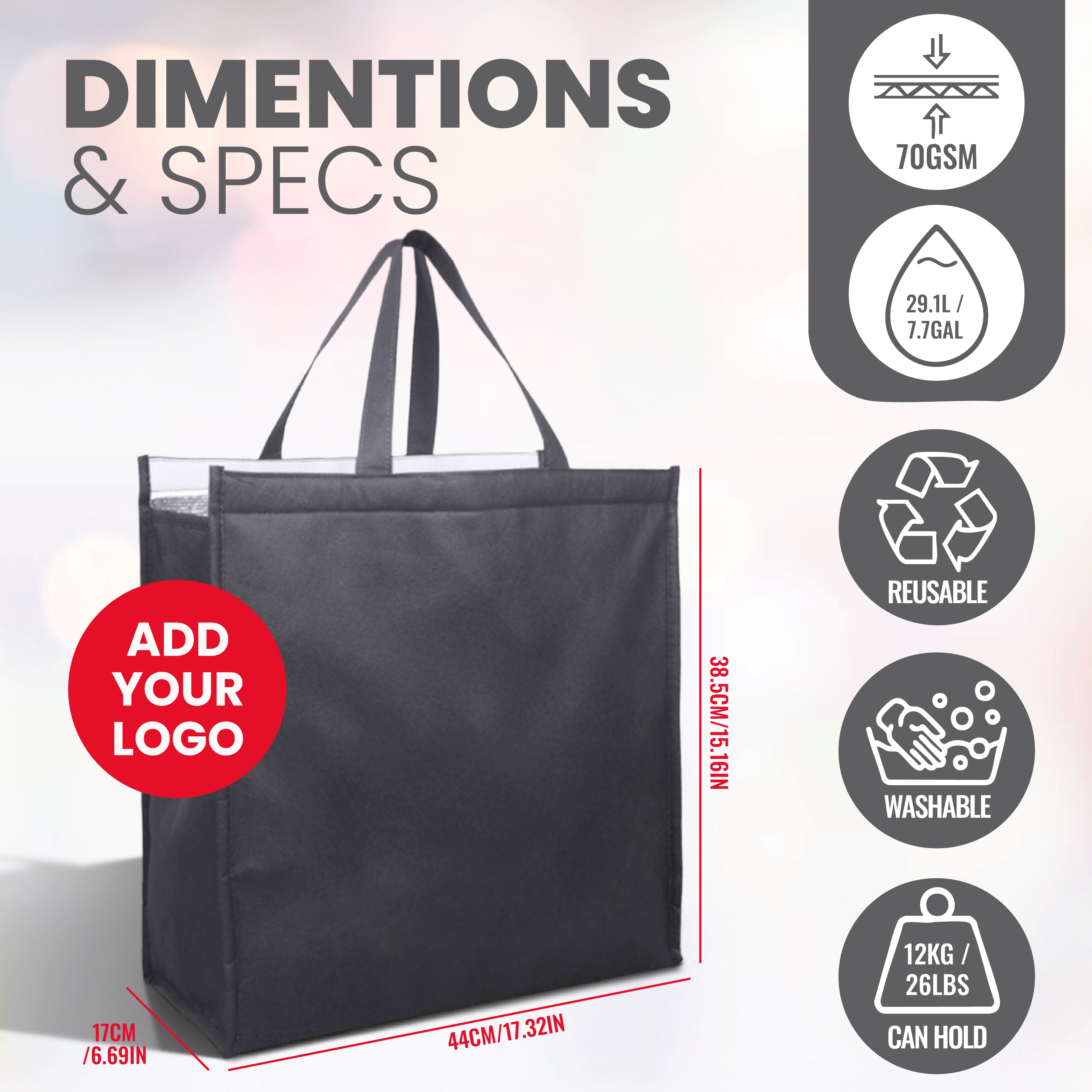 Bolsa de compras más fresca no tejida reutilizable | 70GSM, 29L