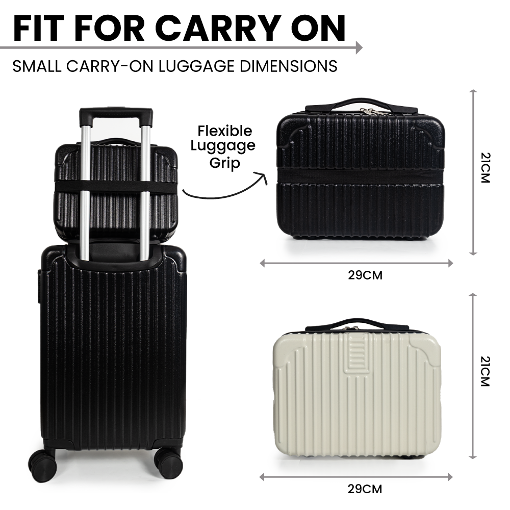 Dubai Hard Shell Carry-On Suitcase with Cosmetic Case - Black & White