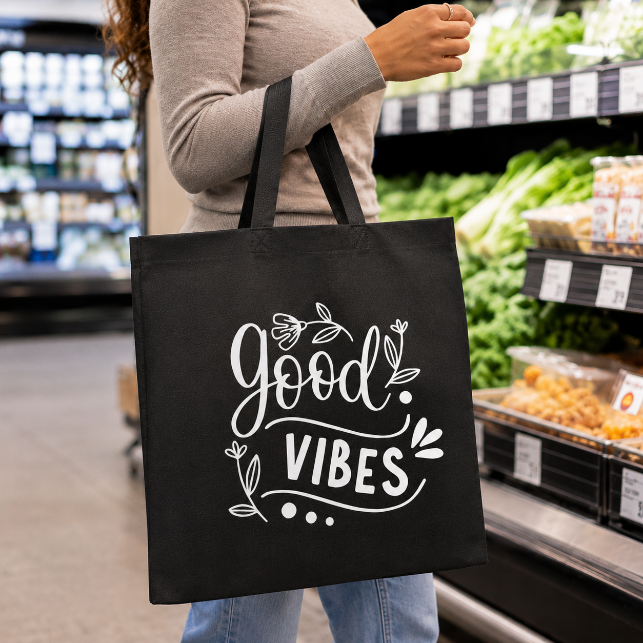 SHOP40 - حقيبة تسوق غير منسوجة قابلة لإعادة الاستخدام من Good Vibes | 70 جرامًا للمتر المربع، 29 لترًا