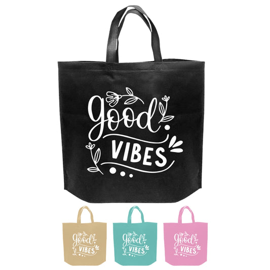 SHOP40 - Good Vibes Reusable Non-Woven Shopping Bag | 70GSM, 29L