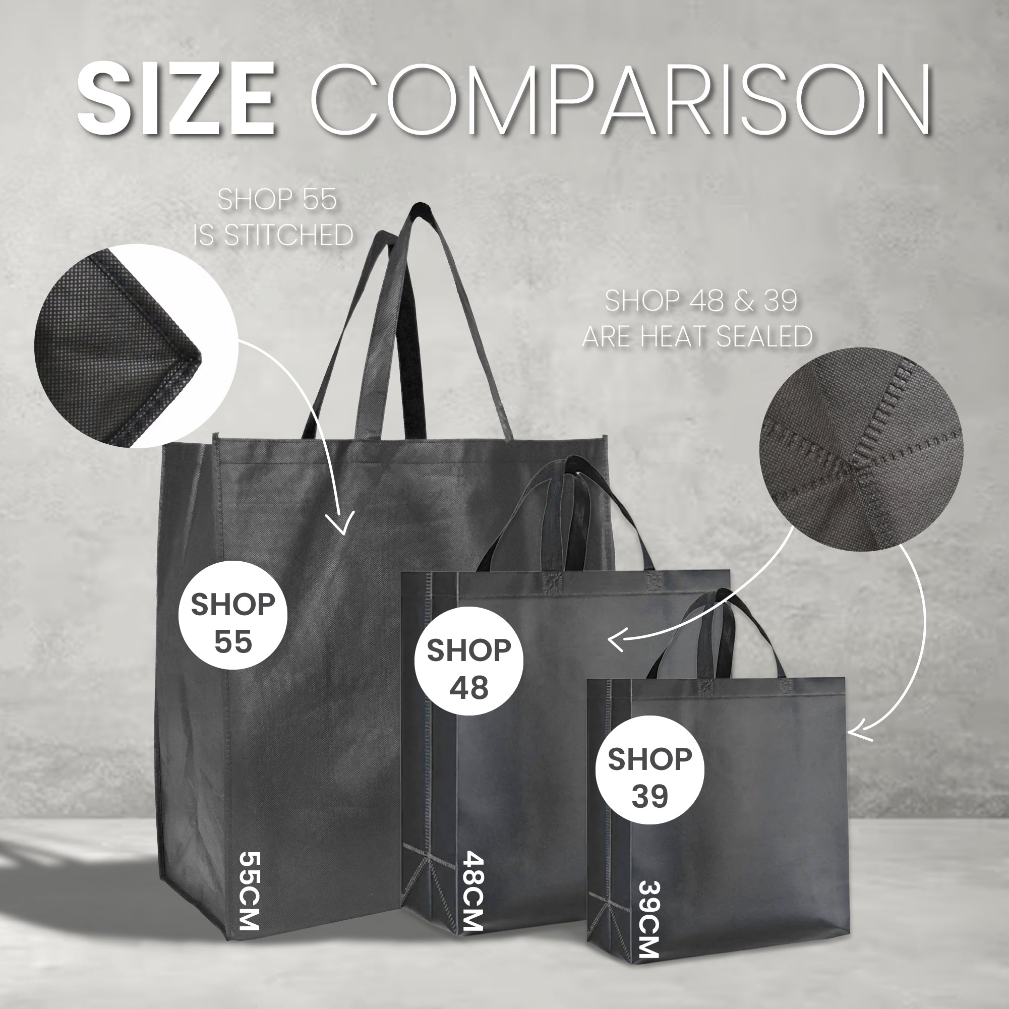 SHOP40_S - Large Reusable Non-Woven Shopping Bag | 70GSM, 29L