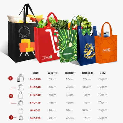 SHOP39 - Medium Reusable Non-Woven Shopping Bag | 70GSM, 18L