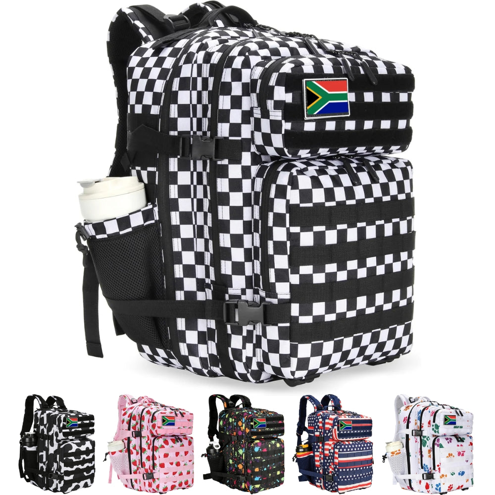 Tactical Water-Resistant Patterned Backpack – 28L