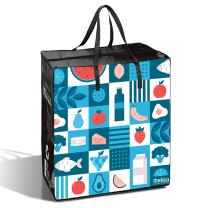 TAXI01 - Medium Assorted Design Laminated Taxi Shopping Bag with Zipper | 120GSM, 36L