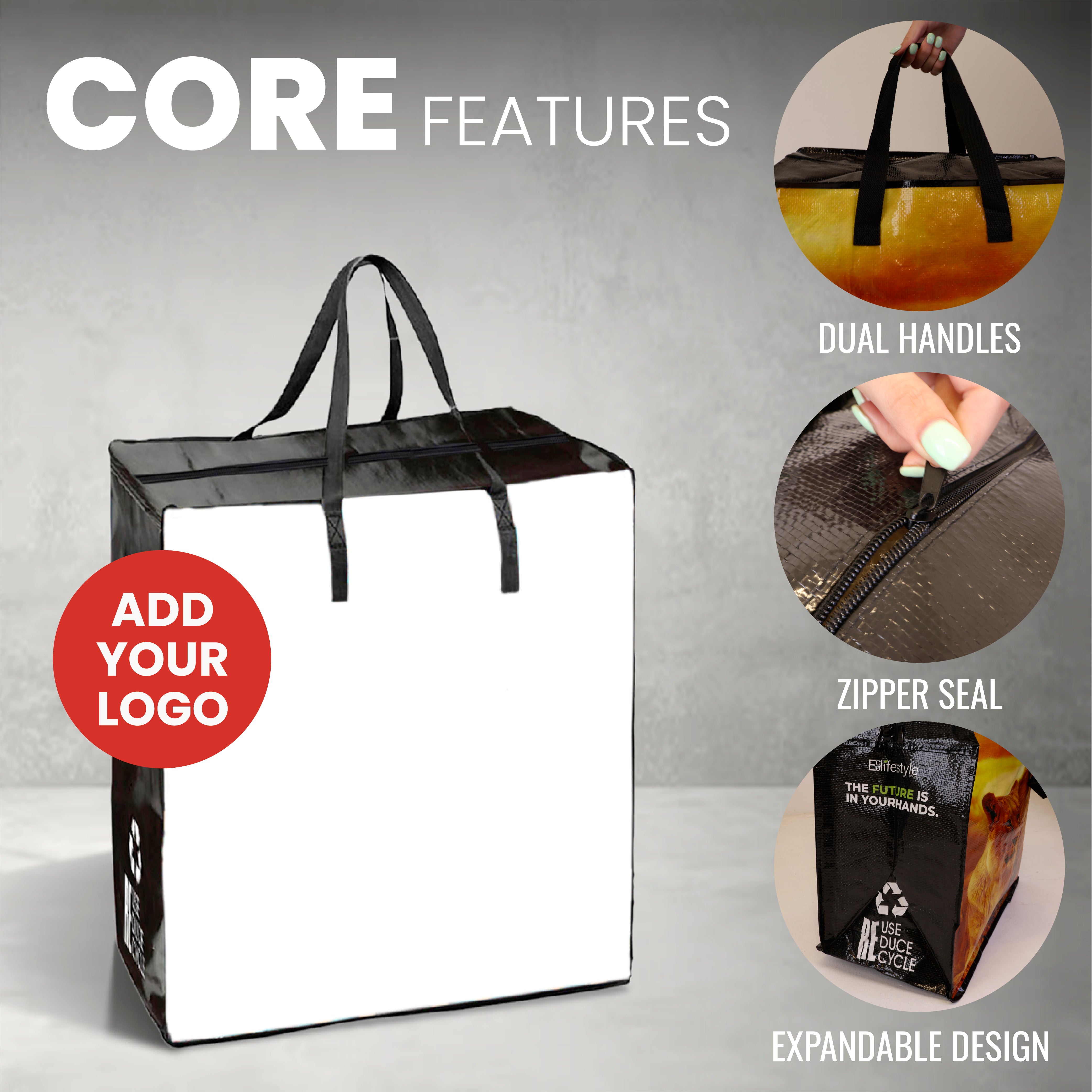 Wildlife Reusable Laminated Shopping Bag with Zipper