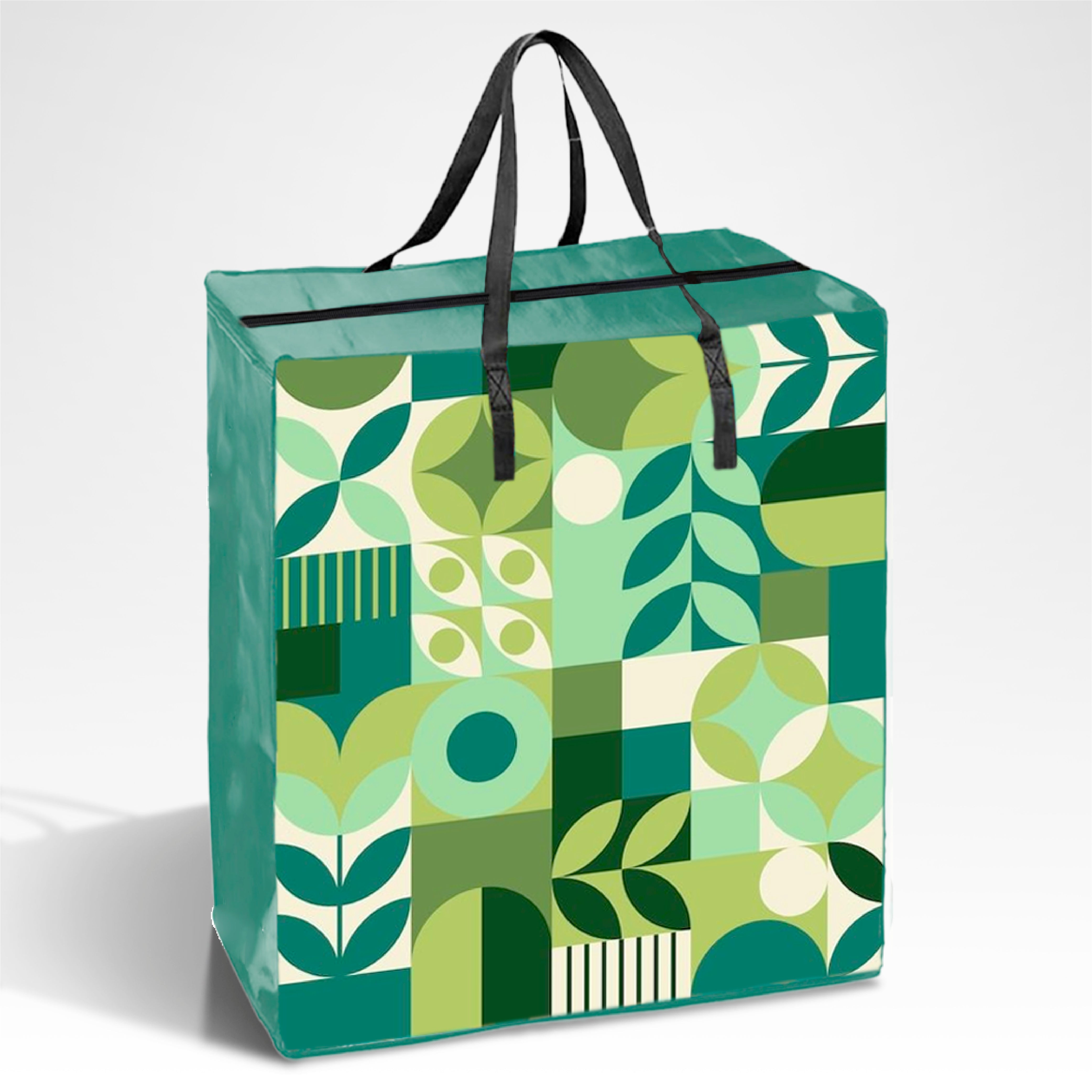 TAXI02 - Large Assorted Design Laminated Taxi Shopping Bag with Zipper | 120GSM, 56L