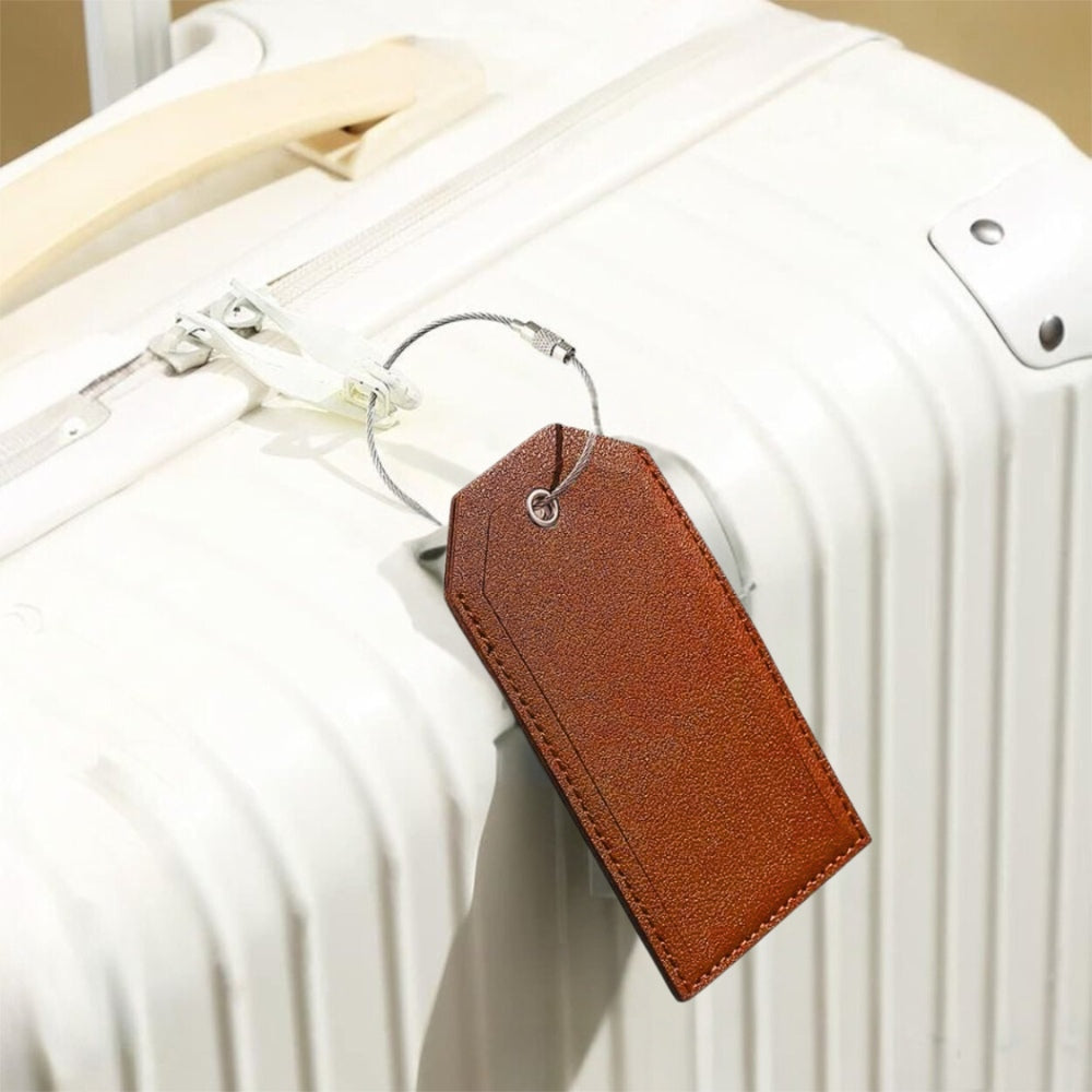 Leather Lightweight Luggage Travel Tag with Iron Wire Lock