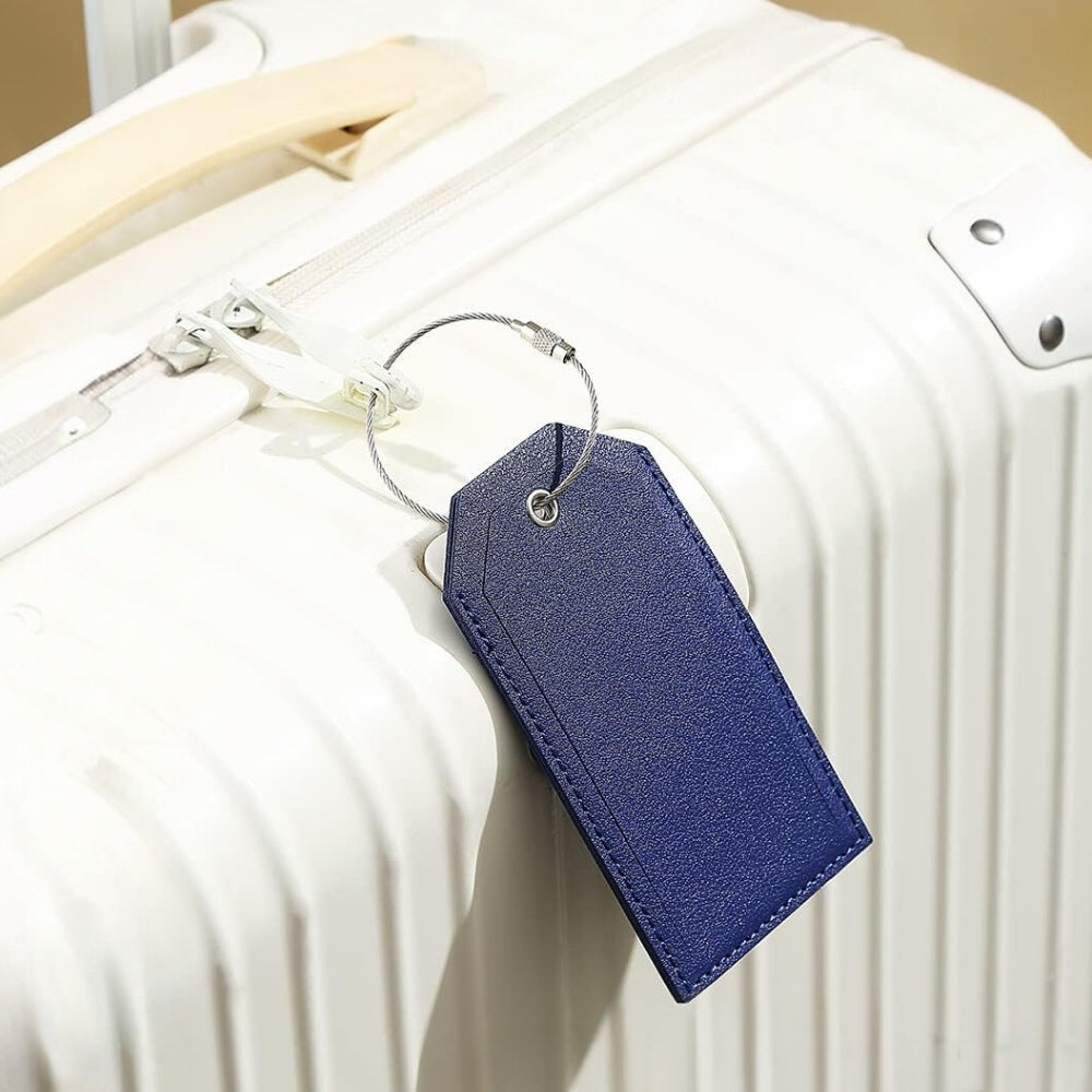 Leather Lightweight Luggage Travel Tag with Iron Wire Lock