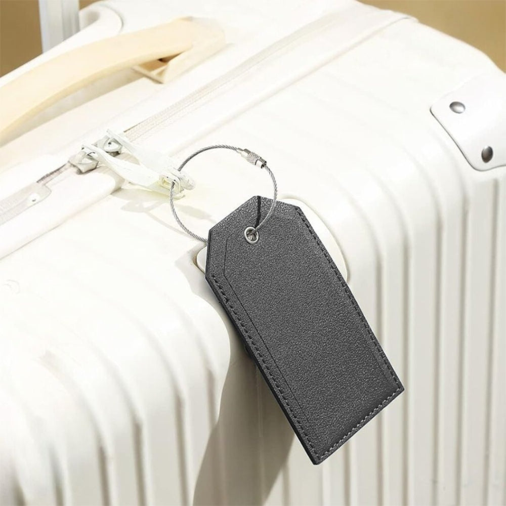 Leather Lightweight Luggage Travel Tag with Iron Wire Lock