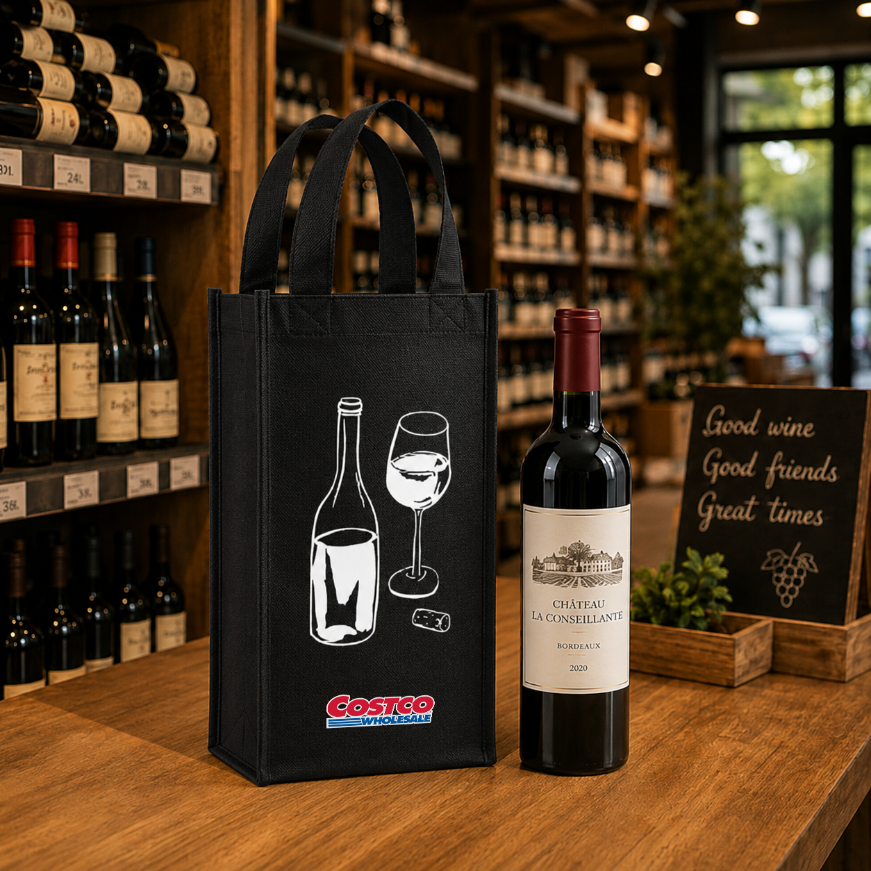 WSH01 - Reusable Wine Bag for 2 Bottles | 80GSM, 7.6L