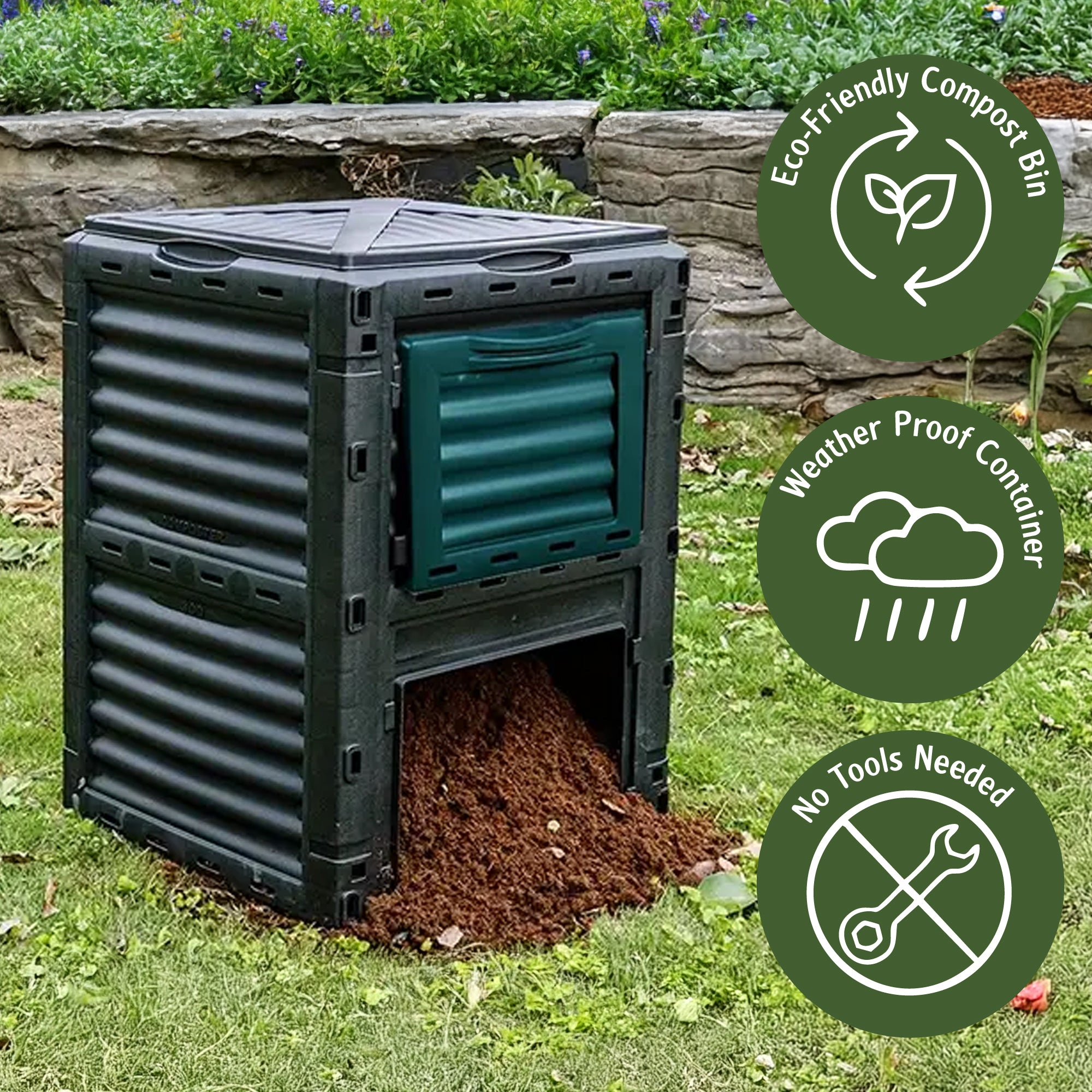 300L Reusable Garden Composter – Frost-Resistant Compost Bin, Easy Assembly
