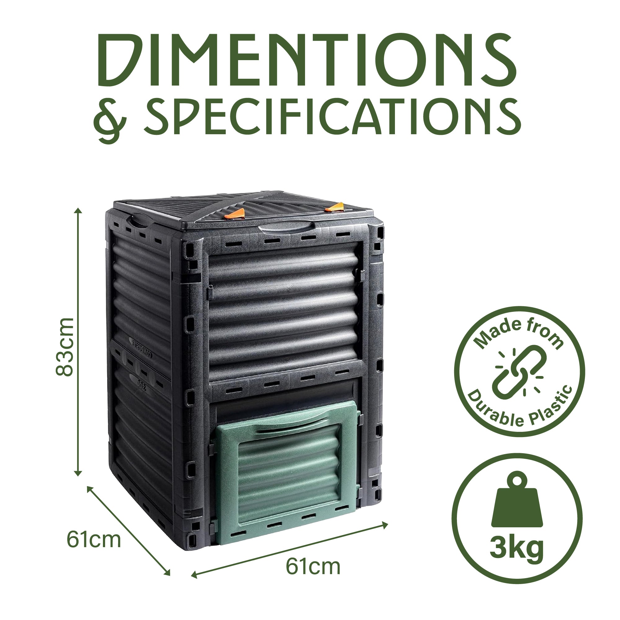 300L Reusable Garden Composter – Frost-Resistant Compost Bin, Easy Assembly