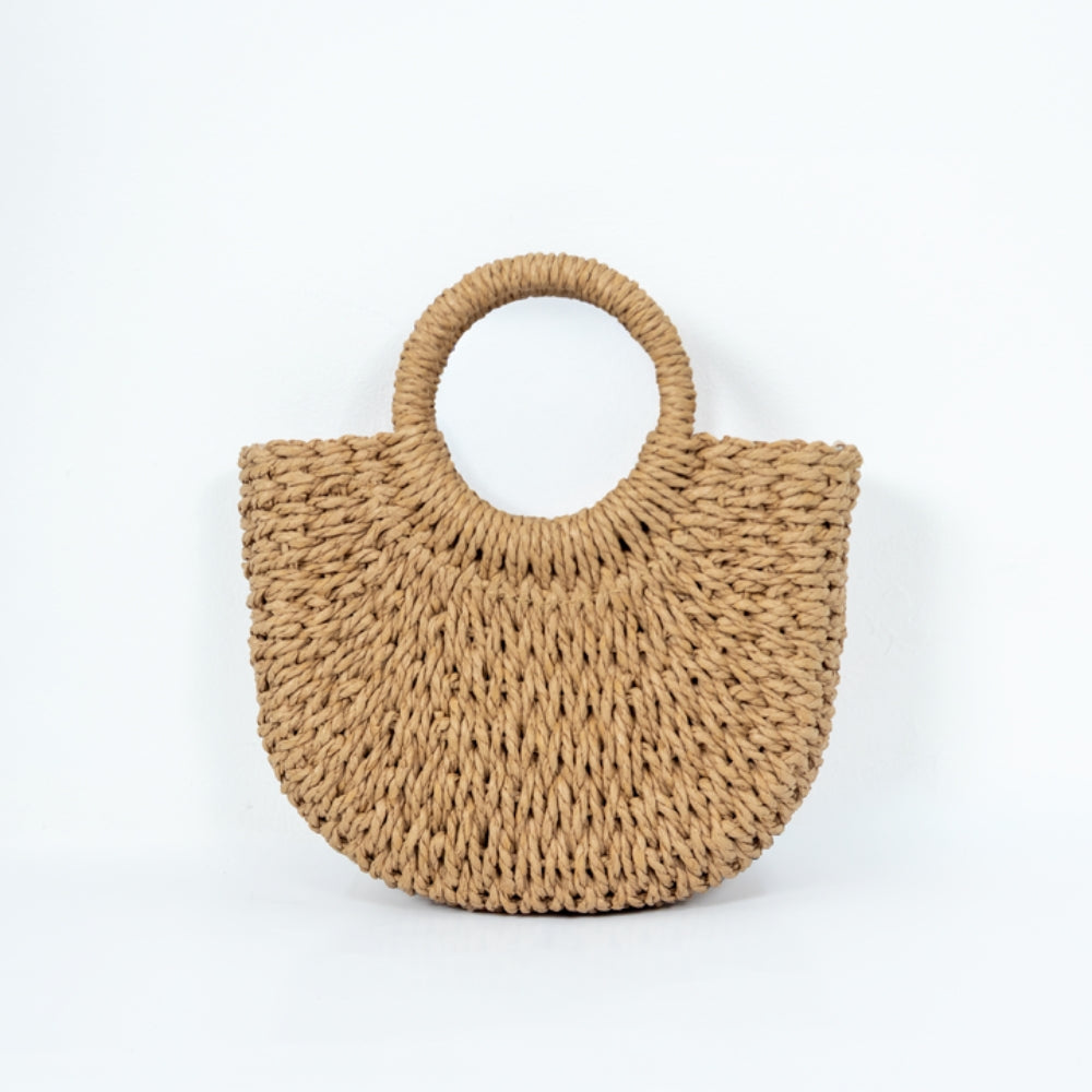 ZY-001 – Woven Straw Handbag | Natural Paper Straw with Polyester Lining