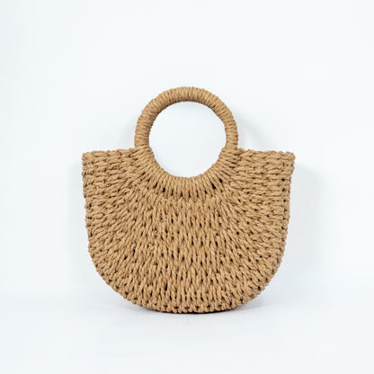 ZY-001 – Woven Straw Handbag | Natural Paper Straw with Polyester Lining