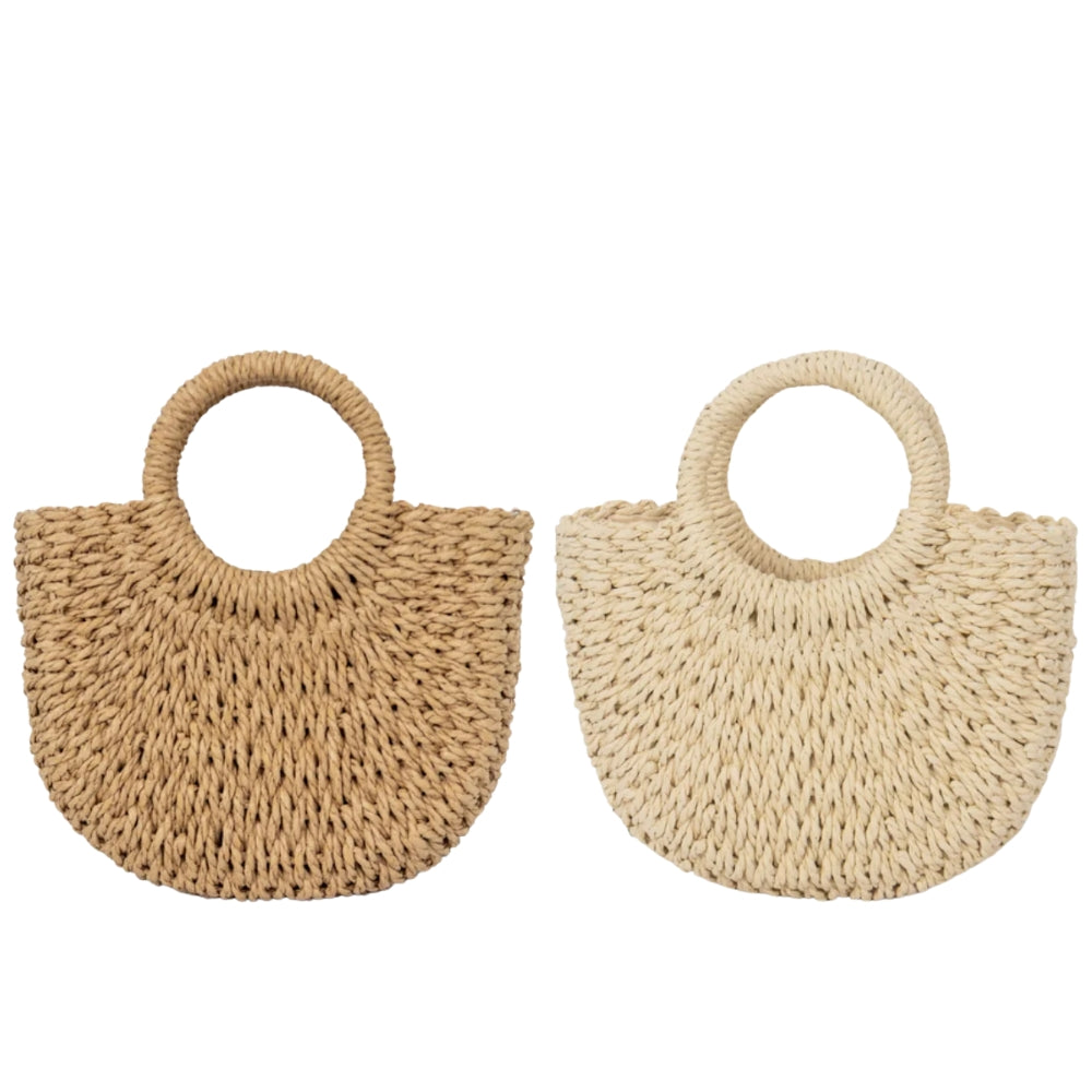 ZY-001 – Woven Straw Handbag | Natural Paper Straw with Polyester Lining