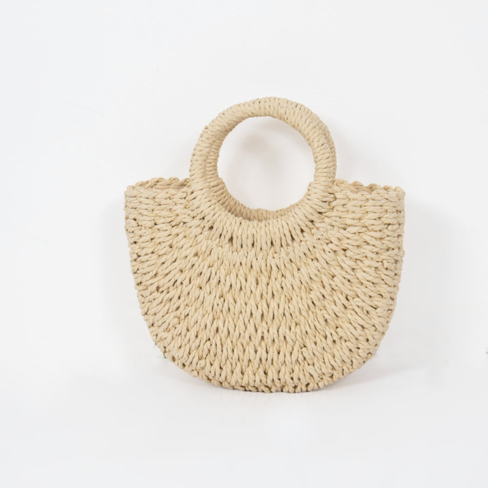 ZY-001 – Woven Straw Handbag | Natural Paper Straw with Polyester Lining
