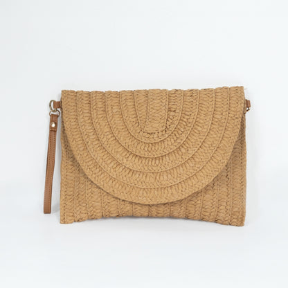ZY-003 – Woven Straw Clutch Bag | Natural Paper Straw with Polyester Lining