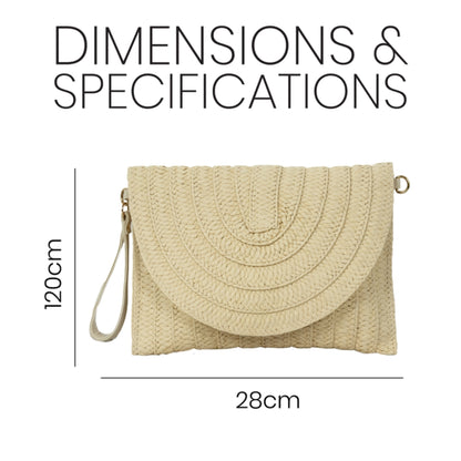 ZY-003 – Woven Straw Clutch Bag | Natural Paper Straw with Polyester Lining