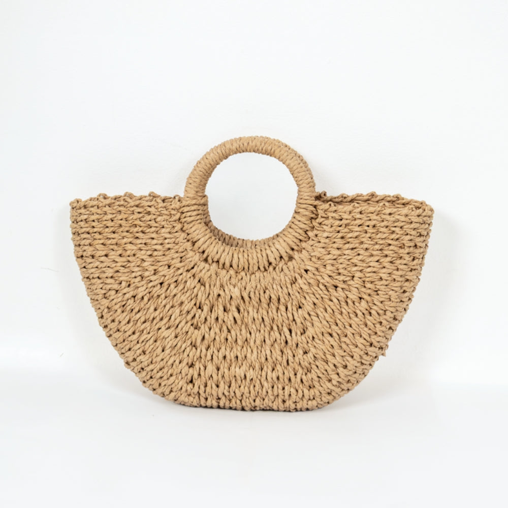 ZY-009 – Bolso de mano de paja tejida | Paja de papel natural con forro de poliéster