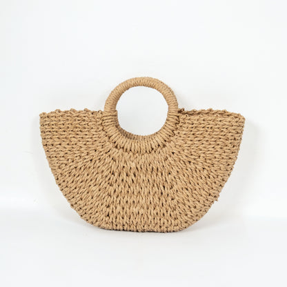 ZY-009 – Bolso de mano de paja tejida | Paja de papel natural con forro de poliéster