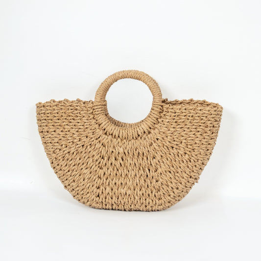 ZY-009 – Woven Straw Handbag | Natural Paper Straw with Polyester Lining