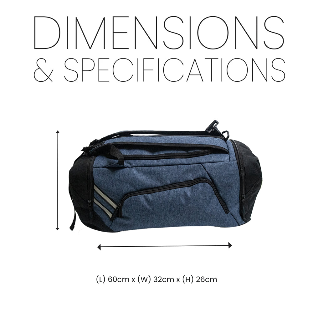 Sport Duffel & Backpack Travel Bag – Navy & Black