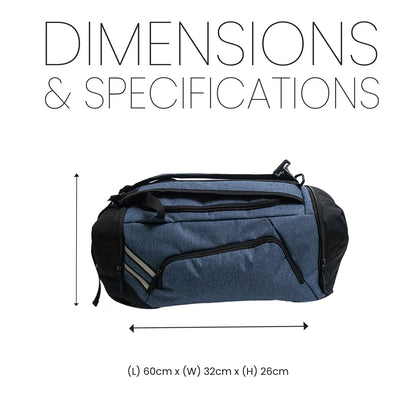 Sport Duffel & Backpack Travel Bag – Navy & Black
