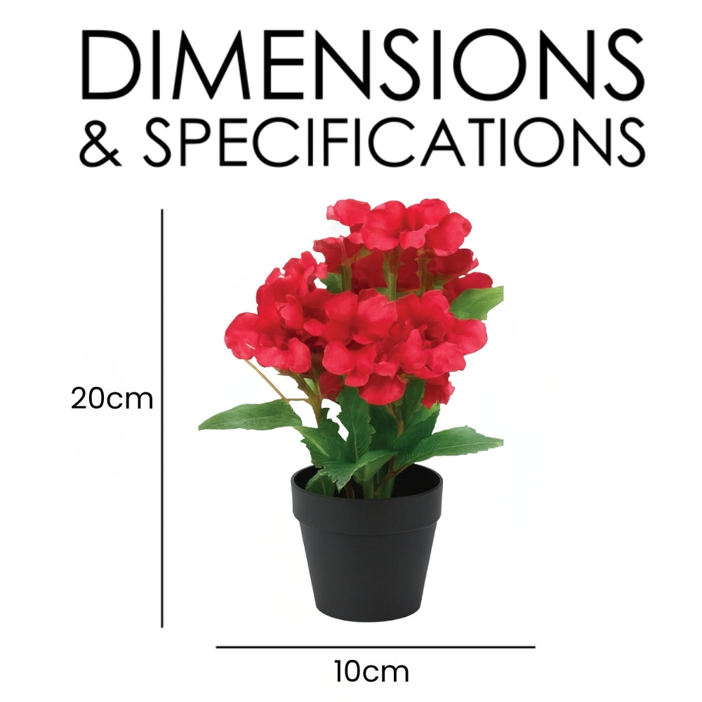Small Artificial Plant Potted Flowers in Black Pot – 4 Colours
