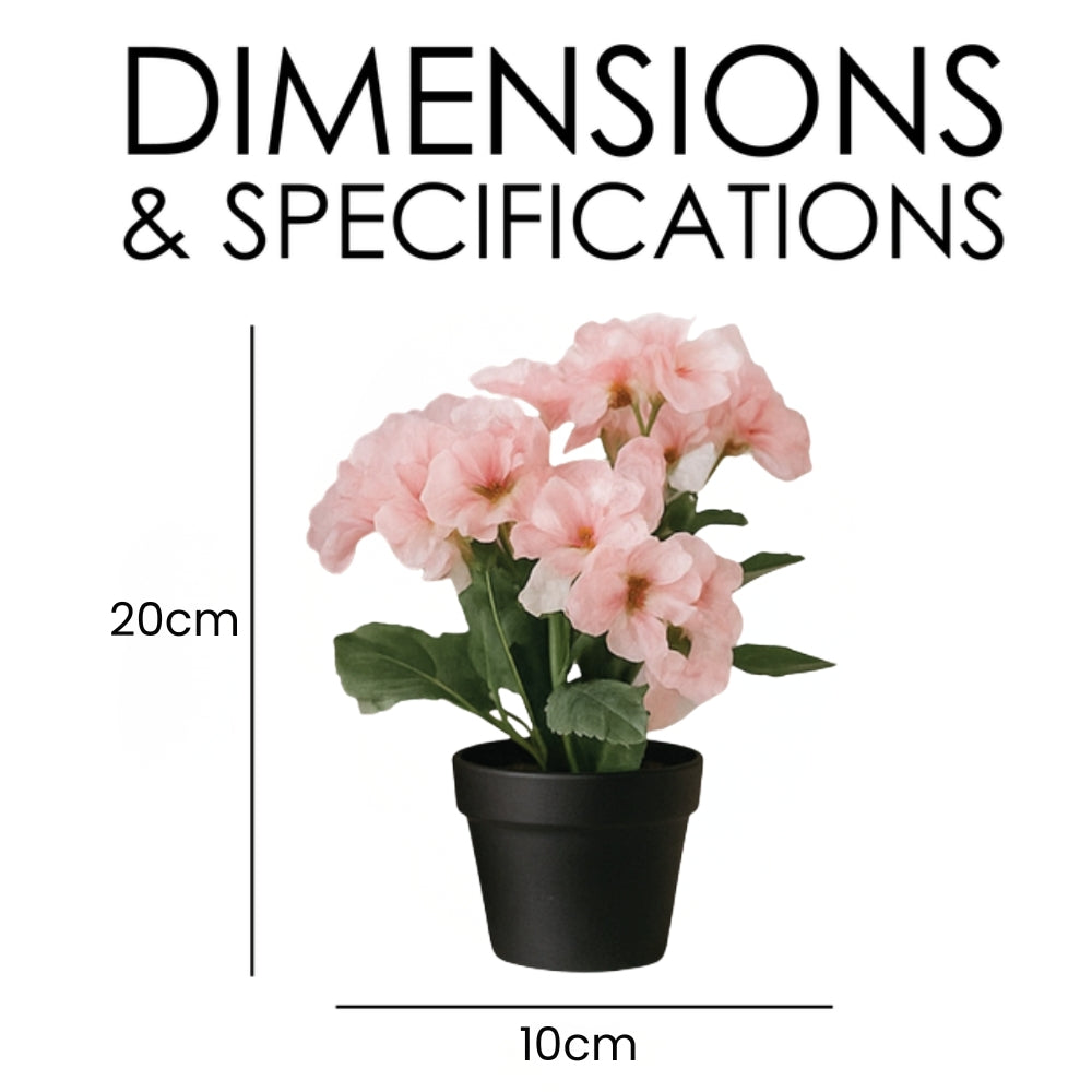 Small Artificial Plant Potted Flowers in Black Pot – 4 Colours