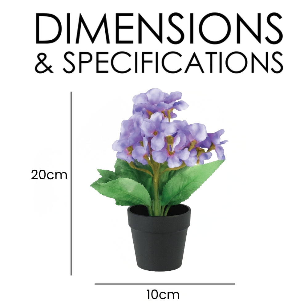 Small Artificial Plant Potted Flowers in Black Pot – 4 Colours