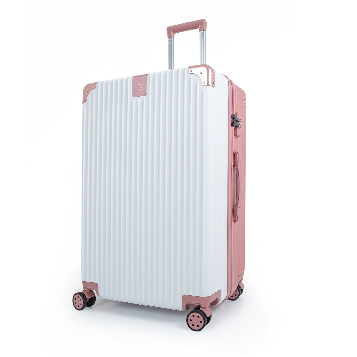 Berlin Anti-Theft Luggage Hardshell Suitcases Set of 2 with Cover - Rose Gold and Cream