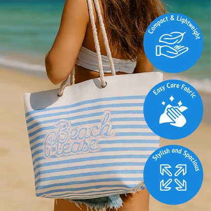 Striped Beach Bag with Rope Handles