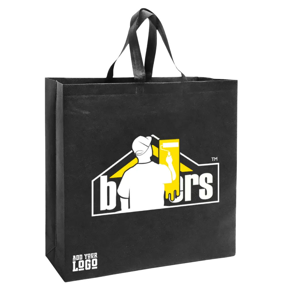 SHOP48 - XL Reusable Non-Woven Shopping Bag | 70GSM 30L Black Non-Woven Bags