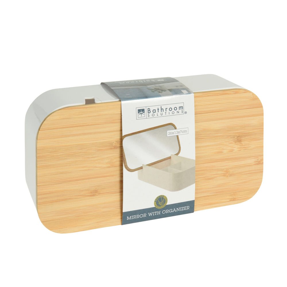 Eco-Friendly Makeup Organiser with Bamboo Lid & Mirror