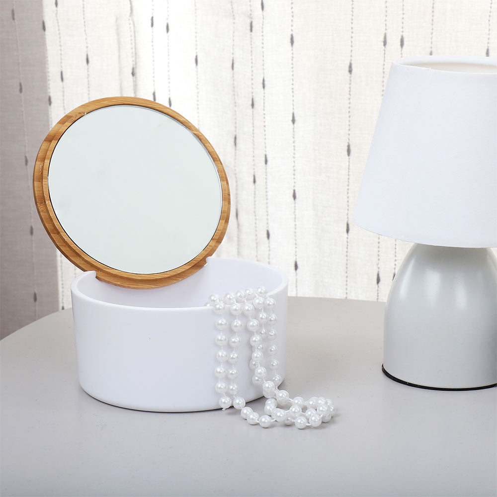 Eco-Friendly Makeup Organiser with Bamboo Lid & Mirror
