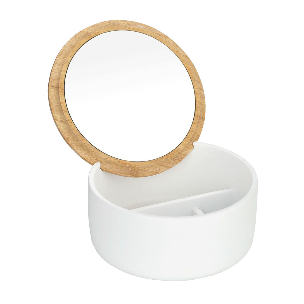 Eco-Friendly Makeup Organiser with Bamboo Lid & Mirror