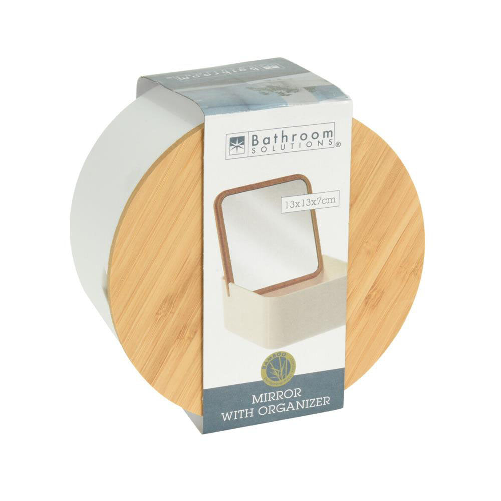 Eco-Friendly Makeup Organiser with Bamboo Lid & Mirror