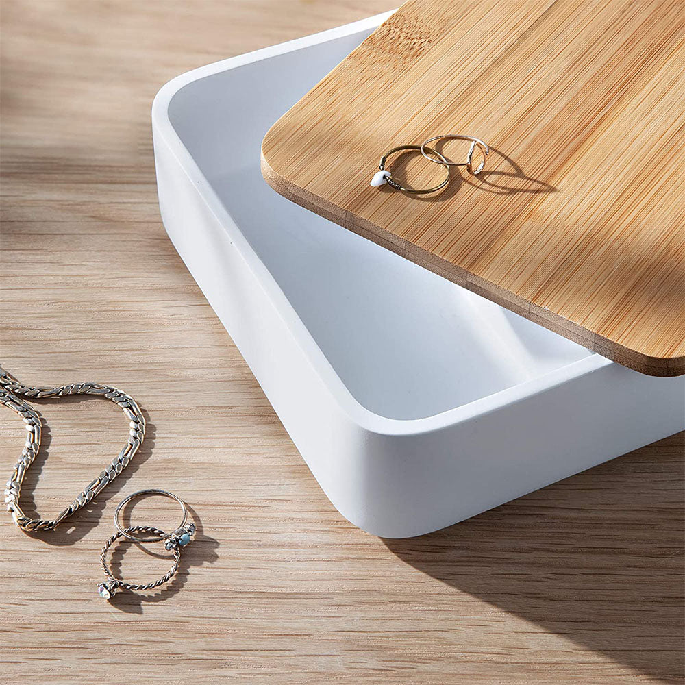 Eco-Friendly Makeup Organiser with Bamboo Lid & Mirror
