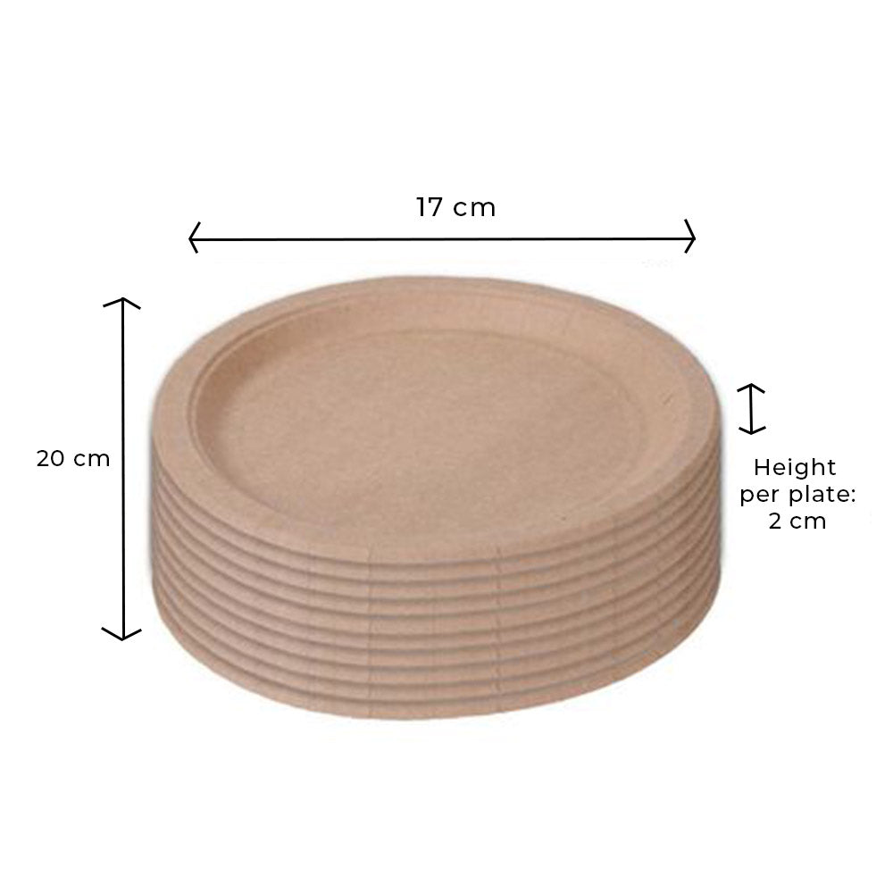 Kraft Paper Plates - Set of 10 Pieces - Biodegradable