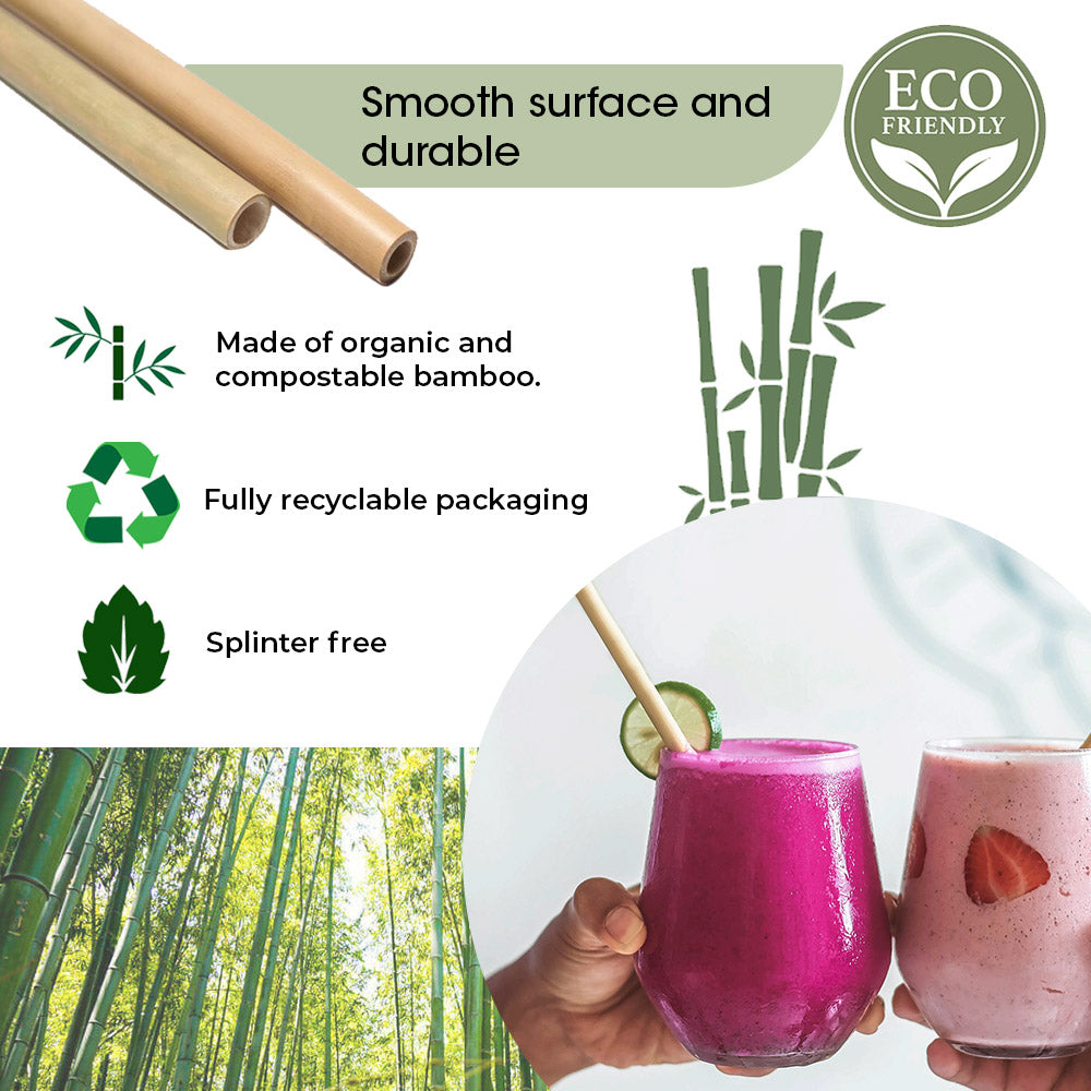Bamboo Reusable Straws - Set of 20