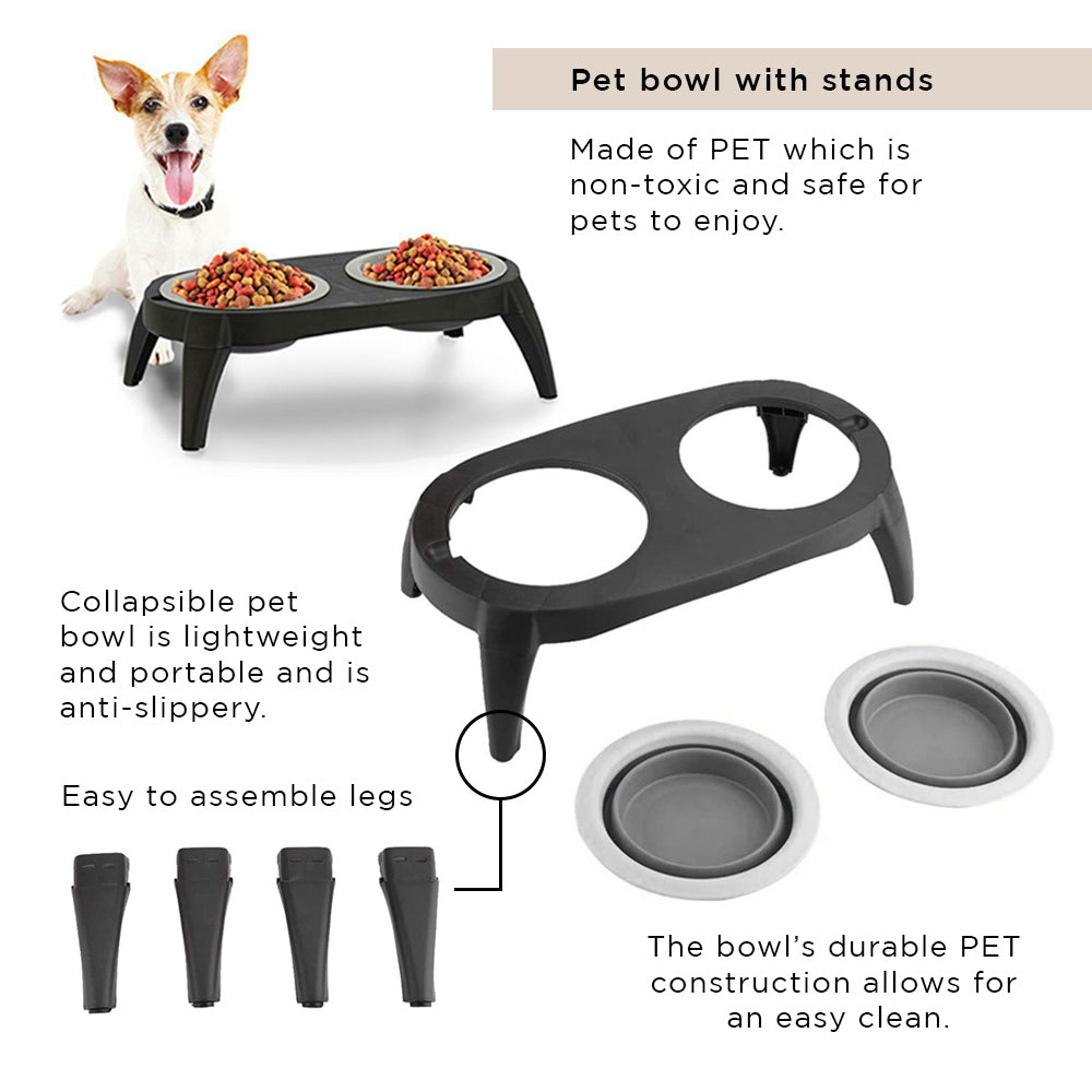 Pet Bowl on Stand for Cats and Dogs - Set of 3 Pieces