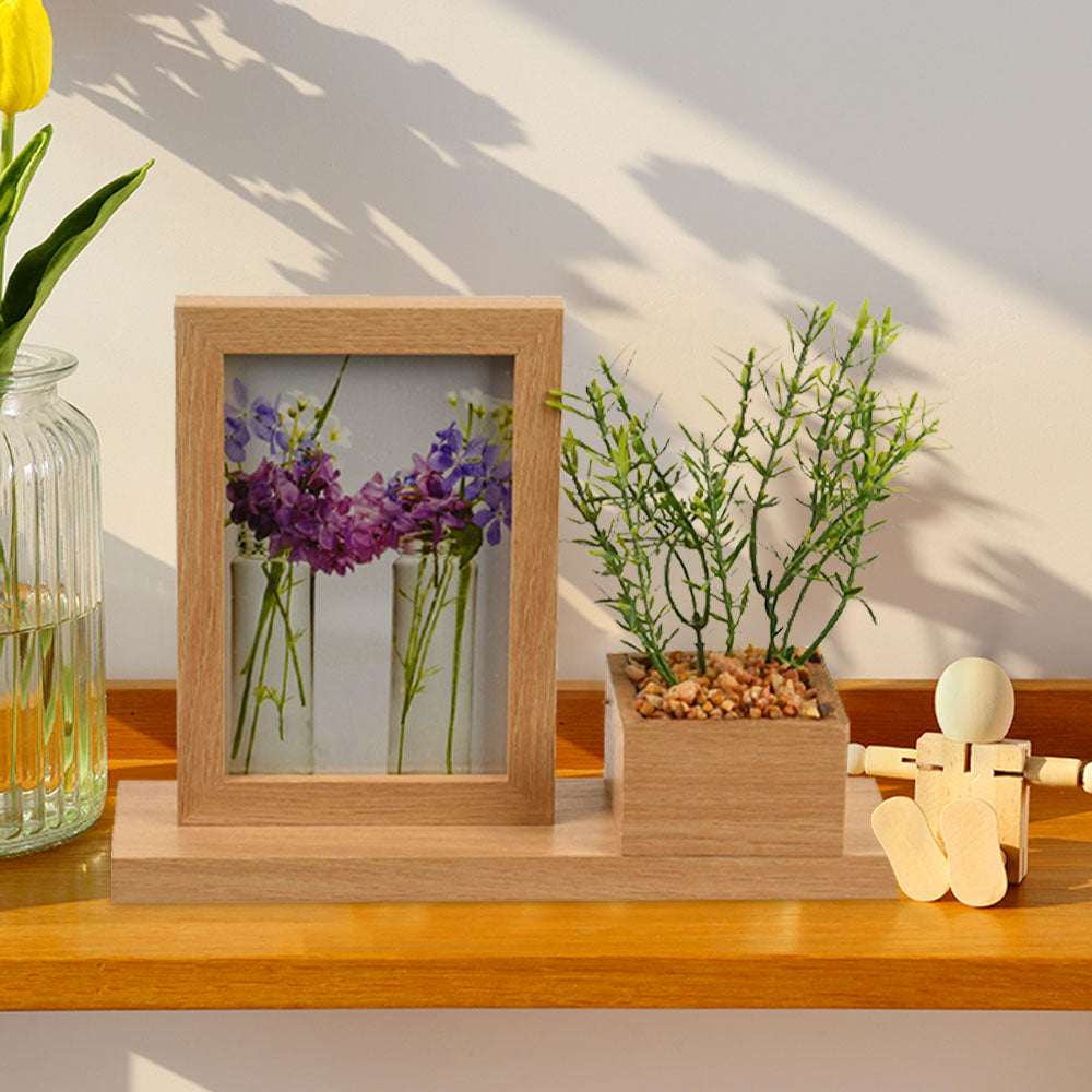 Photo Frame MDF with Artificial Plant on Shelf
