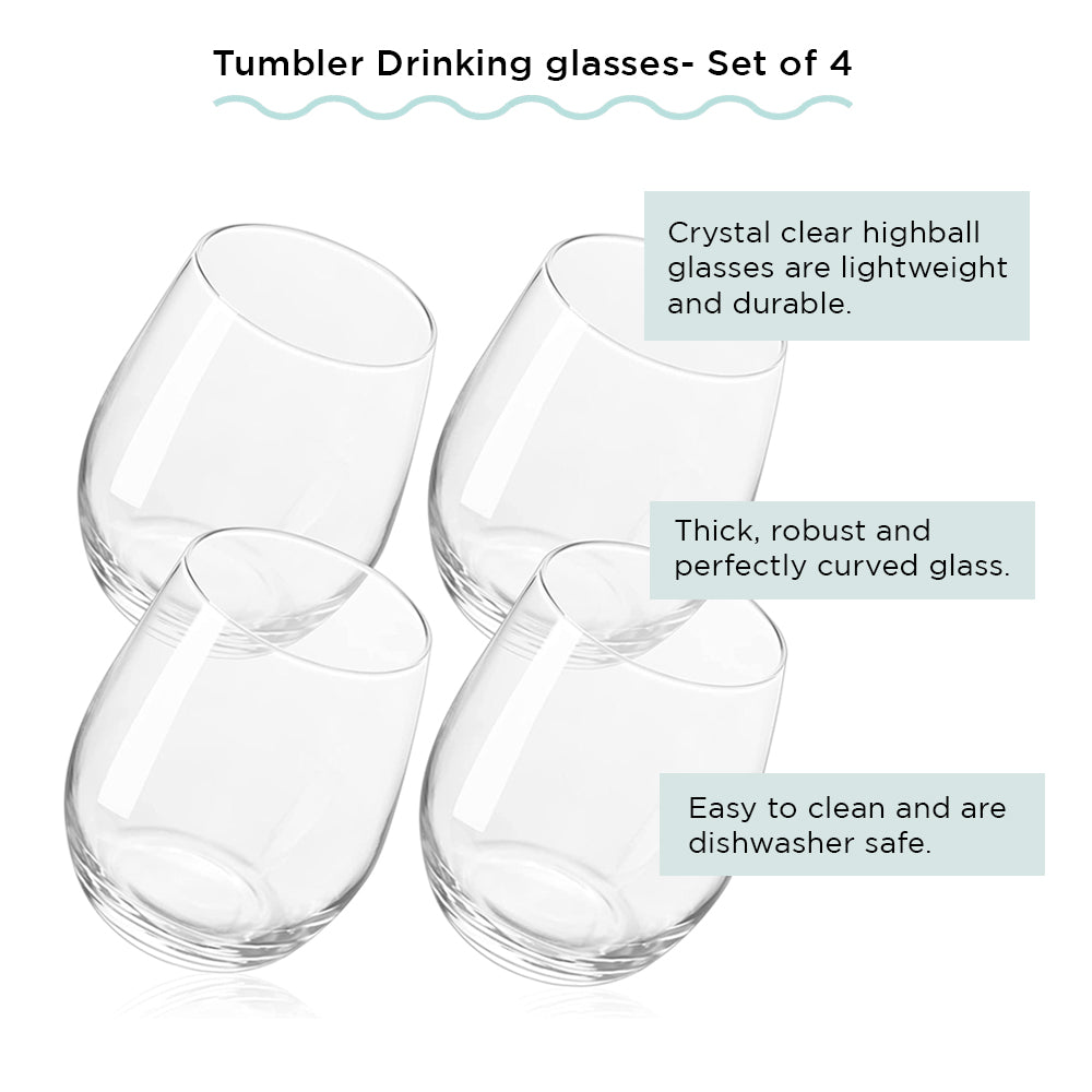 Tumbler Drinking Glasses Set of 4 - 390ml